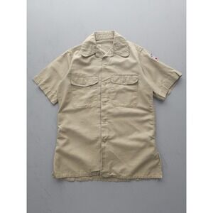 Vintage 1950s USAF Air Force Korean War Khaki‎ Beige Short Sleeve Shirt M Ohio